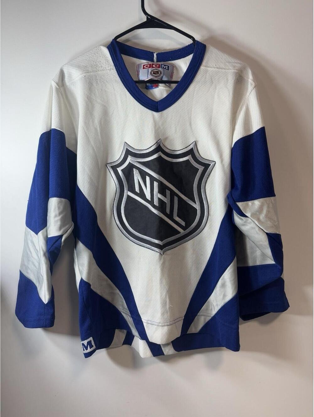 Vintage 1999 NHL All Star Game World Team Blank CCM Hockey Jersey Mens L 90s